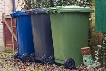 row of wheelie bins outside a residential home