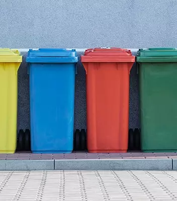 Household Waste Disposal Maidstone and Kent - row of colourful bins